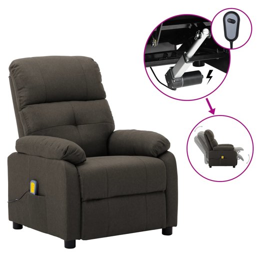 Elektrischer Massagesessel Verstellbar Taupe Stoff