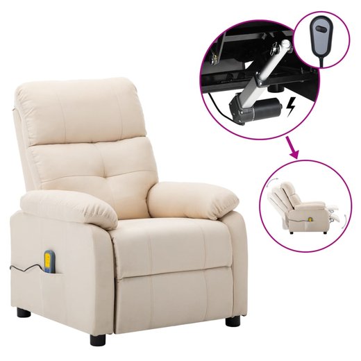 Elektrischer Massagesessel Verstellbar Creme Stoff