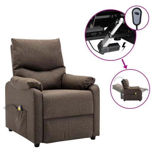 Elektrischer Massagesessel Verstellbar Braun Stoff