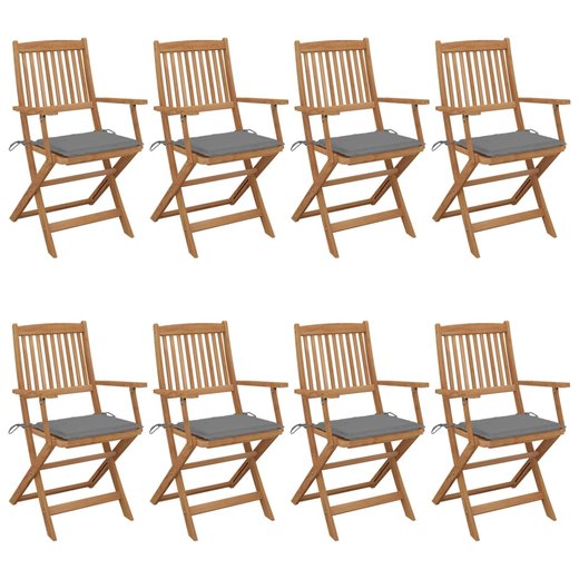 Klappbare Gartensthle 8 Stk. mit Kissen Massivholz Akazie