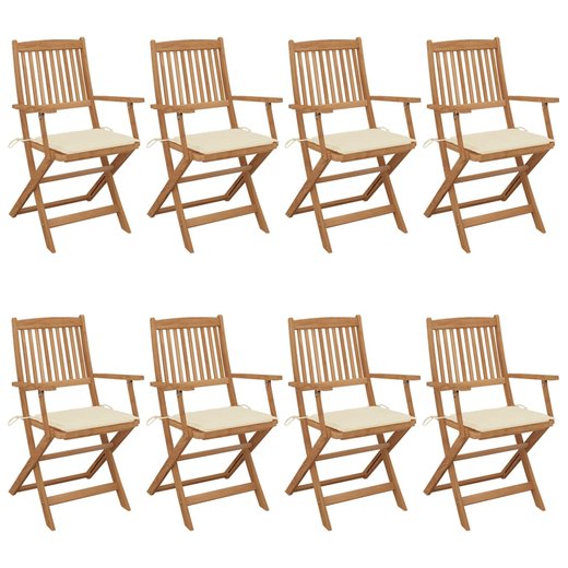 Klappbare Gartensthle 8 Stk. mit Kissen Massivholz Akazie