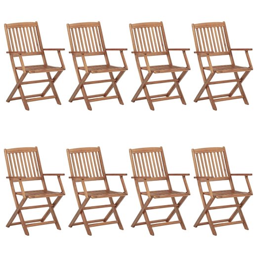 Klappbare Gartensthle 8 Stk. mit Kissen Massivholz Akazie
