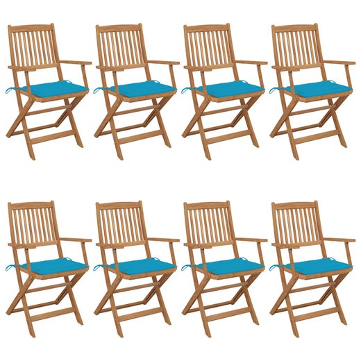 Klappbare Gartensthle 8 Stk. mit Kissen Massivholz Akazie