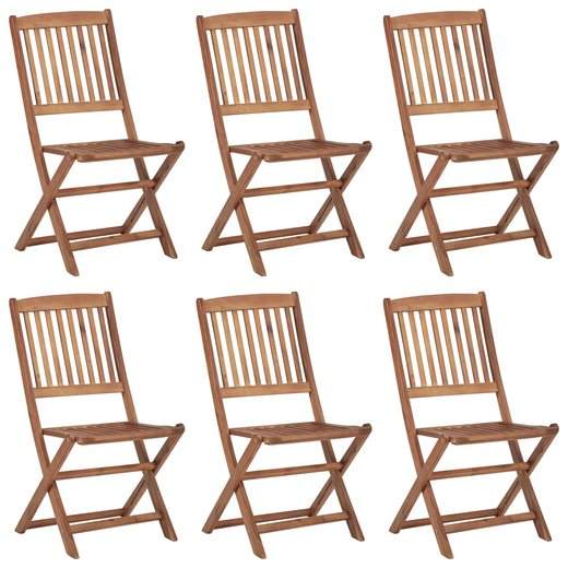 Klappbare Gartensthle 6 Stk. mit Kissen Massivholz Akazie