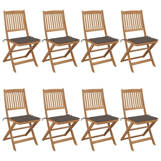 Klappbare Gartensthle 8 Stk. mit Kissen Massivholz Akazie