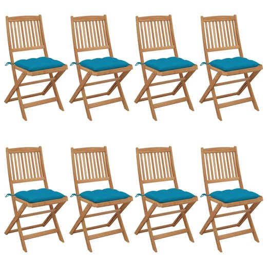 Klappbare Gartensthle 8 Stk. mit Kissen Massivholz Akazie