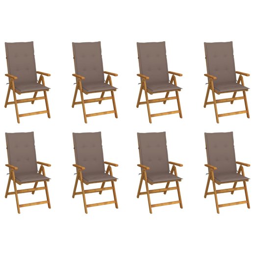 Klappbare Gartensthle mit Kissen 8 Stk. Massivholz Akazie