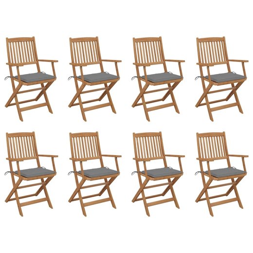 Klappbare Gartensthle mit Kissen 8 Stk. Massivholz Akazie