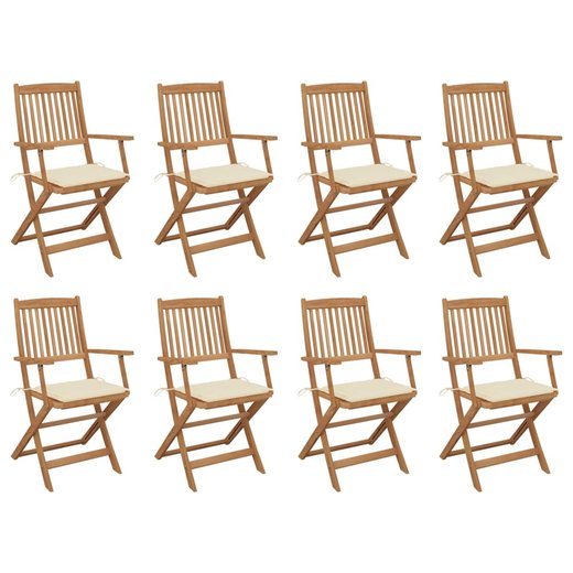 Klappbare Gartensthle mit Kissen 8 Stk. Massivholz Akazie