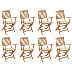 Klappbare Gartenst�hle mit Kissen 8 Stk. Massivholz Akazie