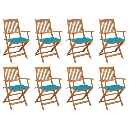 Klappbare Gartensthle mit Kissen 8 Stk. Massivholz Akazie