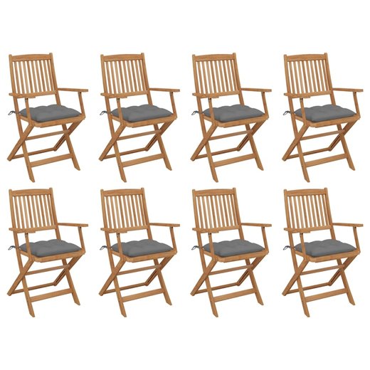 Klappbare Gartensthle mit Kissen 8 Stk. Massivholz Akazie