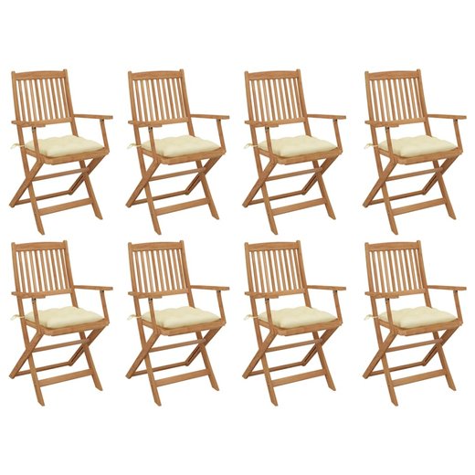 Klappbare Gartensthle mit Kissen 8 Stk. Massivholz Akazie