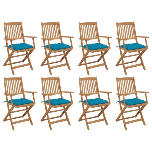 Klappbare Gartensthle mit Kissen 8 Stk. Massivholz Akazie