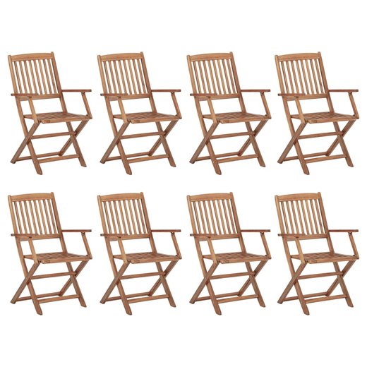 Klappbare Gartensthle mit Kissen 8 Stk. Massivholz Akazie