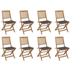 Klappbare Gartenst�hle mit Kissen 8 Stk. Massivholz Akazie