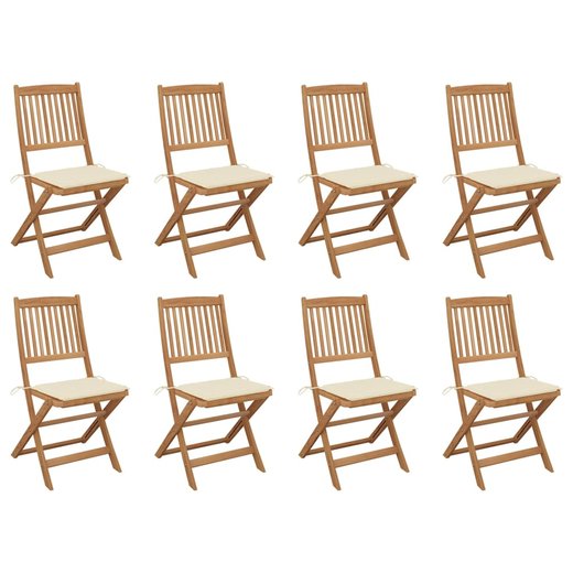 Klappbare Gartensthle mit Kissen 8 Stk. Massivholz Akazie
