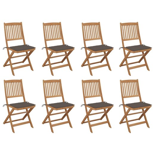 Klappbare Gartensthle mit Kissen 8 Stk. Massivholz Akazie