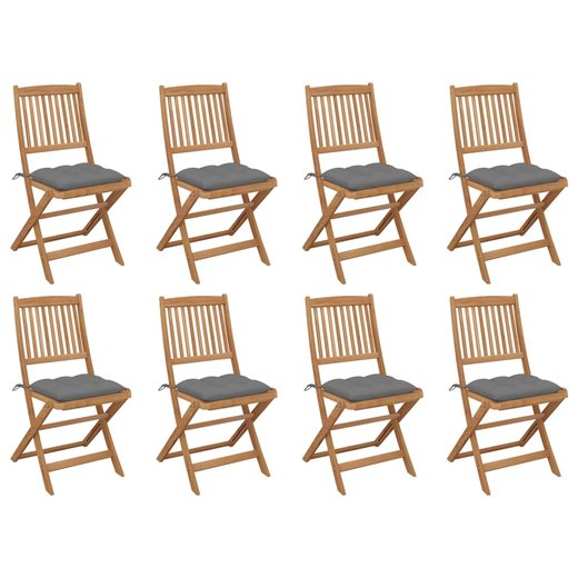 Klappbare Gartensthle mit Kissen 8 Stk. Massivholz Akazie