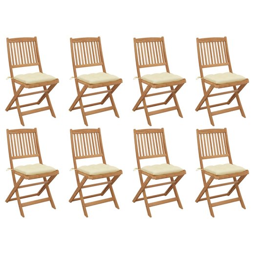 Klappbare Gartensthle mit Kissen 8 Stk. Massivholz Akazie