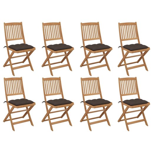 Klappbare Gartensthle mit Kissen 8 Stk. Massivholz Akazie