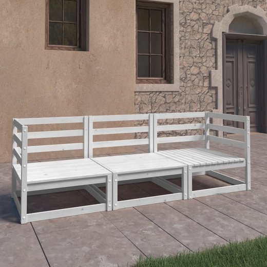3-Sitzer-Gartensofa Wei Kiefer Massivholz
