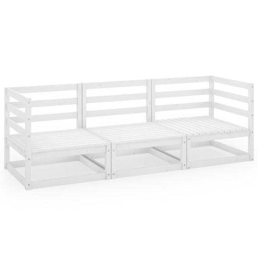 3-Sitzer-Gartensofa Wei Kiefer Massivholz