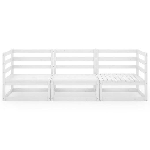 3-Sitzer-Gartensofa Wei Kiefer Massivholz