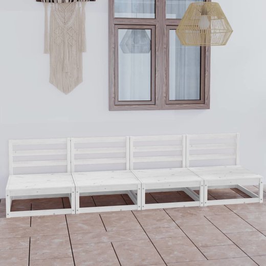 4-Sitzer-Gartensofa Wei Kiefer Massivholz