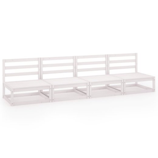 4-Sitzer-Gartensofa Wei Kiefer Massivholz