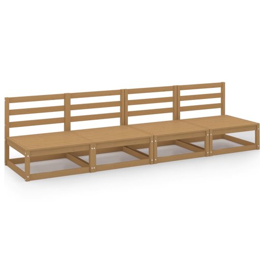 4-Sitzer-Gartensofa Honigbraun Massivholz Kiefer