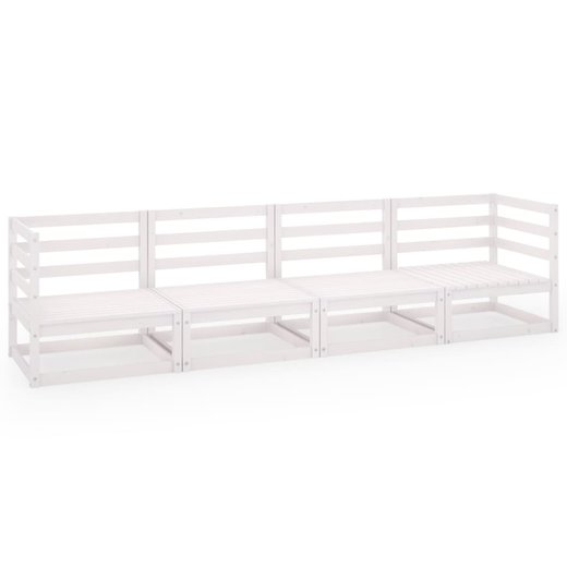 4-Sitzer-Gartensofa Wei Kiefer Massivholz