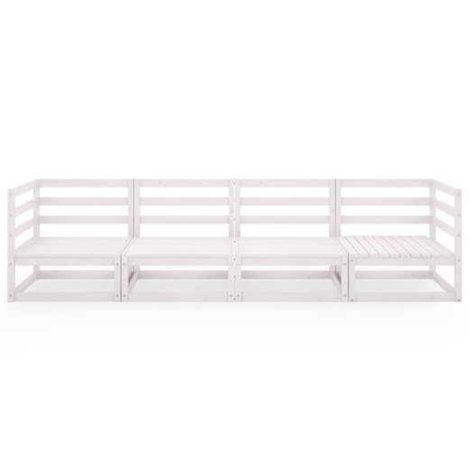 4-Sitzer-Gartensofa Wei Kiefer Massivholz