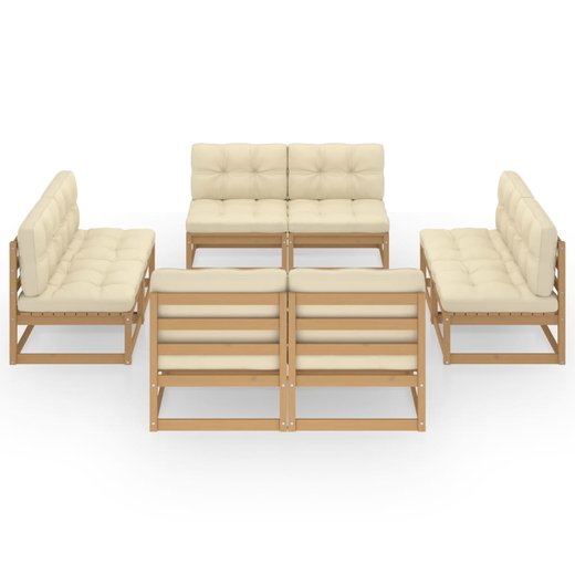 8-tlg. Garten-Lounge-Set mit Kissen Kiefer Massivholz