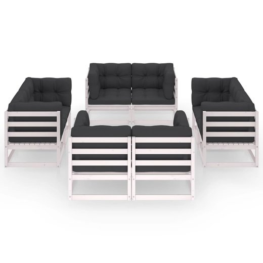 8-tlg. Garten-Lounge-Set mit Kissen Kiefer Massivholz