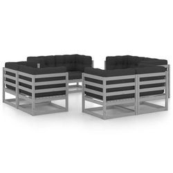 8-tlg. Garten-Lounge-Set mit Kissen Kiefer Massivholz