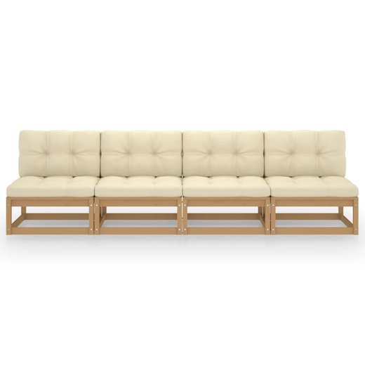 4-Sitzer-Gartensofa mit Kissen Kiefer Massivholz