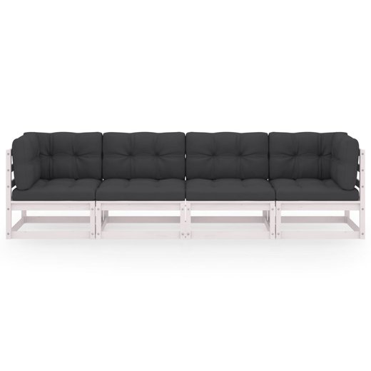4-Sitzer-Gartensofa mit Kissen Kiefer Massivholz