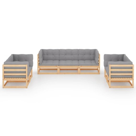 7-tlg. Garten-Lounge-Set mit Kissen Kiefer Massivholz