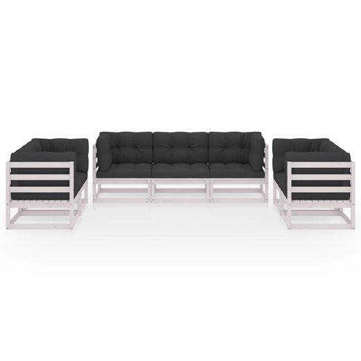 7-tlg. Garten-Lounge-Set mit Kissen Kiefer Massivholz