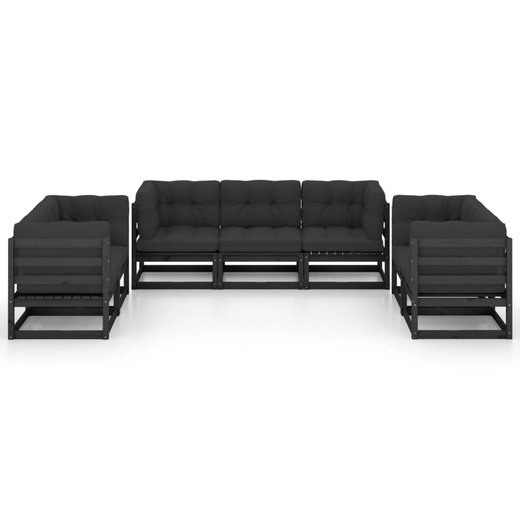 7-tlg. Garten-Lounge-Set mit Kissen Massivholz Kiefer