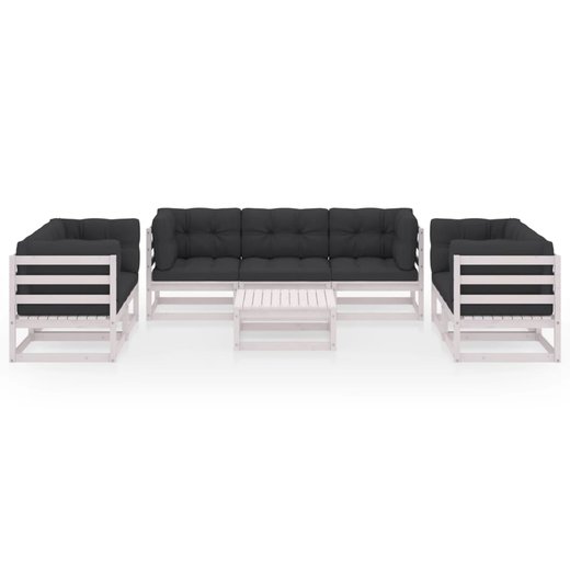 8-tlg. Garten-Lounge-Set mit Kissen Kiefer Massivholz