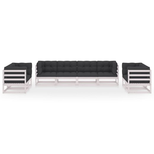 8-tlg. Garten-Lounge-Set mit Kissen Kiefer Massivholz