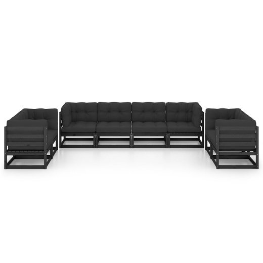 8-tlg. Garten-Lounge-Set mit Kissen Kiefer Massivholz