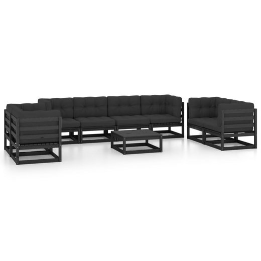 9-tlg. Garten-Lounge-Set mit Kissen Massivholz Kiefer