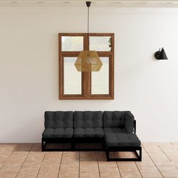 4-tlg. Garten-Lounge-Set mit Kissen Kiefer Massivholz