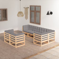 7-tlg. Garten-Lounge-Set mit Kissen Kiefer Massivholz