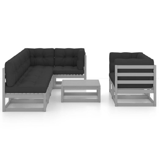 8-tlg. Garten-Lounge-Set mit Kissen Kiefer Massivholz
