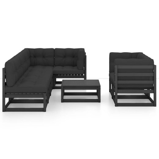 8-tlg. Garten-Lounge-Set mit Kissen Kiefer Massivholz