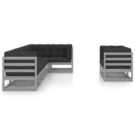 8-tlg. Garten-Lounge-Set mit Kissen Kiefer Massivholz